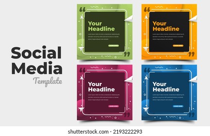 Set of colorful square banners template design. Tips and trick social media post. Usable for social media post, card, and web