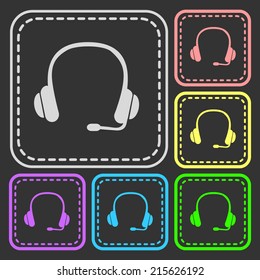 Set of colorful square buttons. Vector icon. flat illustration