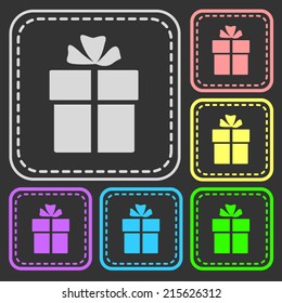 Set of colorful square buttons. Vector icon. flat illustration