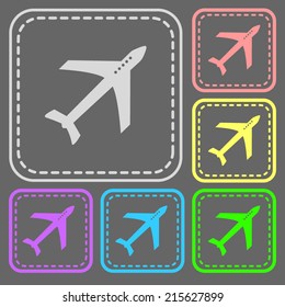 Set of colorful square buttons. Vector icon. flat illustration