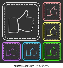 Set of colorful square buttons. Vector icon. flat illustration