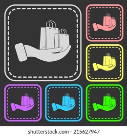 Set of colorful square buttons. Vector icon. flat illustration