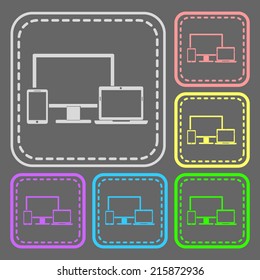 Set of colorful square buttons. Vector icon. flat illustration