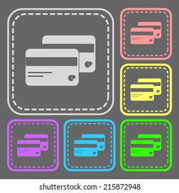 Set of colorful square buttons. Vector icon. flat illustration