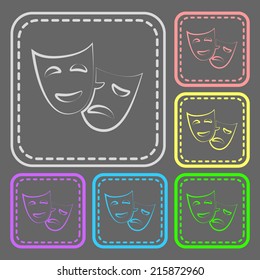 Set of colorful square buttons. Vector icon. flat illustration