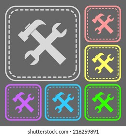 Set of colorful square buttons. Vector icon. flat illustration