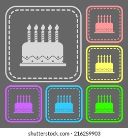 Set of colorful square buttons. Vector icon. flat illustration