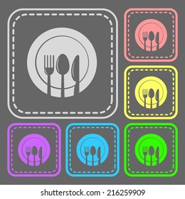 Set of colorful square buttons. Vector icon. flat illustration