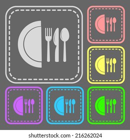 Set of colorful square buttons. Vector icon. flat illustration