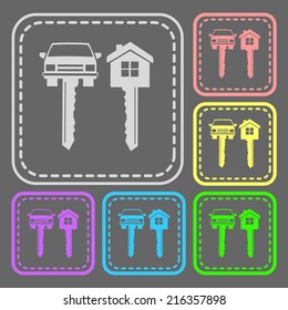 Set of colorful square buttons. Vector icon. flat illustration