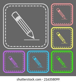 Set of colorful square buttons. Vector icon. flat illustration