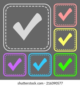 Set of colorful square buttons. Vector icon. flat illustration