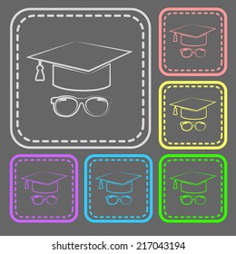 Set of colorful square buttons. Vector icon. flat illustration