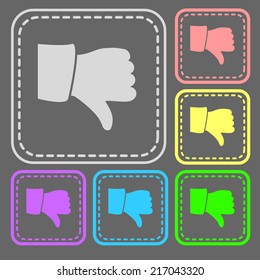 Set of colorful square buttons. Vector icon. flat illustration