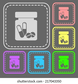 Set of colorful square buttons. Vector icon. flat illustration