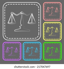 Set of colorful square buttons. Vector icon. flat illustration