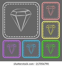 Set of colorful square buttons. Vector icon. flat illustration