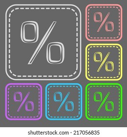 Set of colorful square buttons. Vector icon. flat illustration