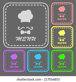 Set of colorful square buttons. Vector icon. flat illustration