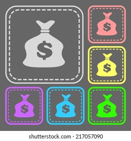 Set of colorful square buttons. Vector icon. flat illustration