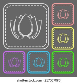 Set of colorful square buttons. Vector icon. flat illustration