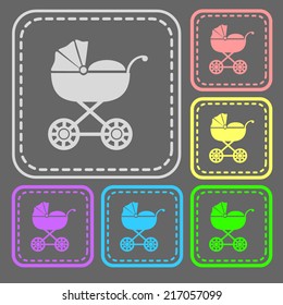 Set of colorful square buttons. Vector icon. flat illustration
