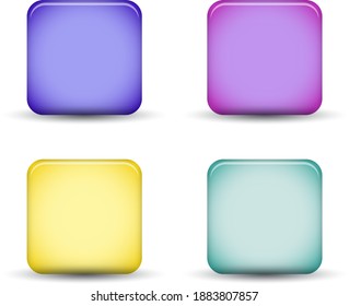 Set of colorful square buttons for website or app. Vector 