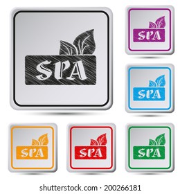 Set of colorful square button.Vector illustration Spa sign icon. Spa leaves symbol. square buttons. Vector