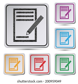 Set of colorful square button.Vector illustration icon of notes