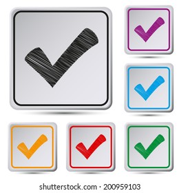 Set of colorful square button.Vector illustration of check box