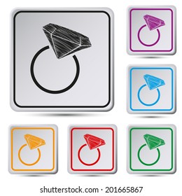 Set of colorful square button.Vector illustration