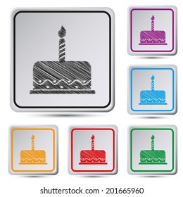 Set of colorful square button.Vector illustration