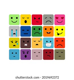 Set Colorful Square Emojis Set Vector Stock Vector (Royalty Free ...