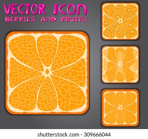 set of colorful square icons orange
