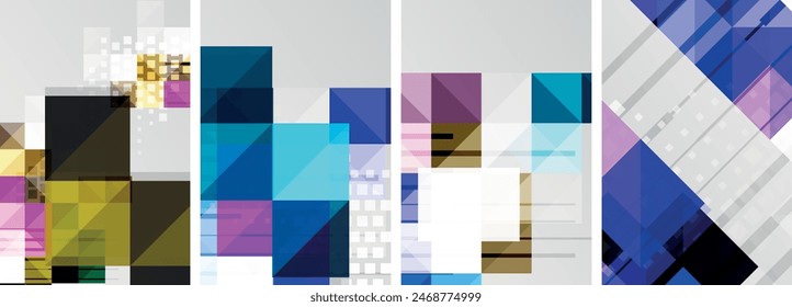 Set of colorful square posters business templates. Vector Illustration For Wallpaper, Banner, Background, Card, Book Illustration, landing page