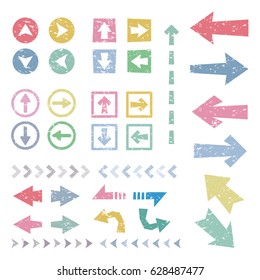 Set of colorful stamp arrows, vector EPS 10 illustration