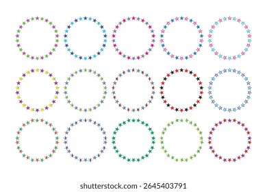 Set of Colorful Star symbols Frames Circle for Design.