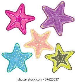 Set of colorful star-fishes