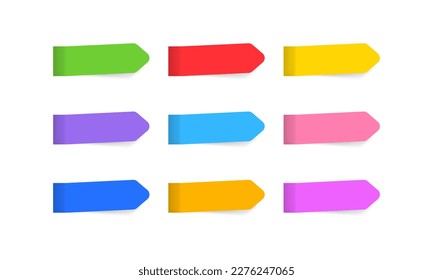 Set of colorful stickers. Flat, color, stickers for notes and bookmarks. Vector illustration