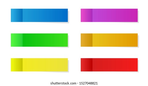 Set of colorful stickers.  Stickers notes isolated on transparent background. Vector Illustration of sticky paper for note and message