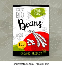 Set of colorful stickers in sketch style, food and spices, white background. Beans. Vegetables, farm fresh. locally grown. Hand drawn vector illustration.