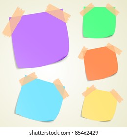 Set of colorful sticky memo notes. Vector eps10 illustration