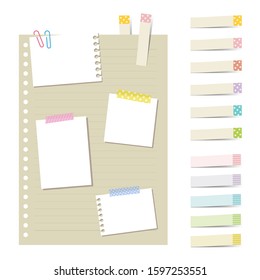 set of colorful sticky and note