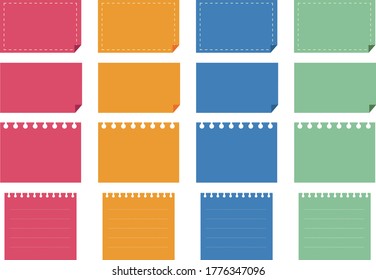Set of colorful sticky note. Vector illustration
