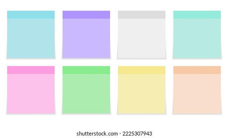 Set of colorful sticky notes in flat style design with shadow effect isolated on white background. EPS 10 vector illustration.