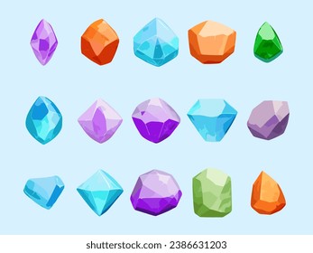 Conjunto de ilustraciones coloridas de vectores de piedra
