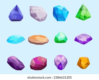 Set of colorful stone vector illustrations