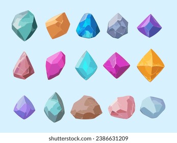 Set of colorful stone vector illustrations