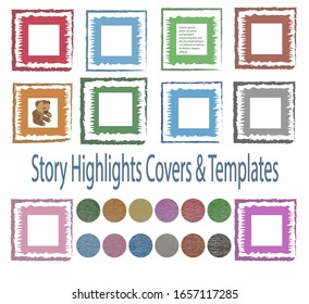 Set of colorful story highlights covers and templates for bloggers.  For best decoration of your texts and photos.