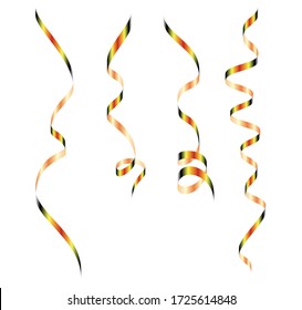 Set of colorful streamers on white background. Carnival party serpentine decoration for your banner and greating card design. Paper ribbons.